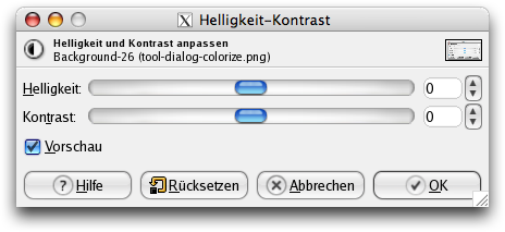 Das Dialogfenster des Werkzeuges Helligkeit/Kontrast